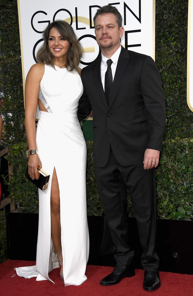 Damon with wife Luciana Barroso at the Golden Globes on January 8. Picture: Frazer Harrison / Getty