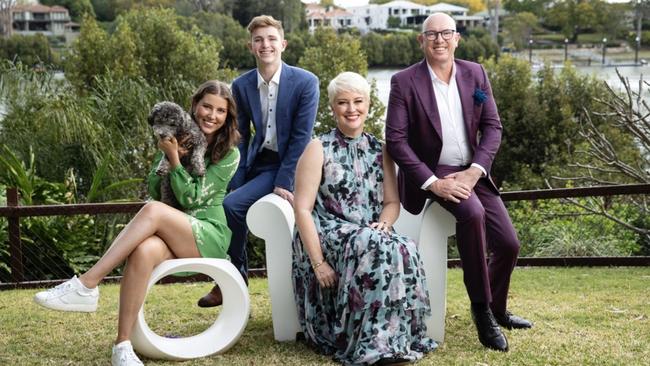 Philanthropists Cathie Reid and Stuart Giles with their children Sascha and Sam and dog George