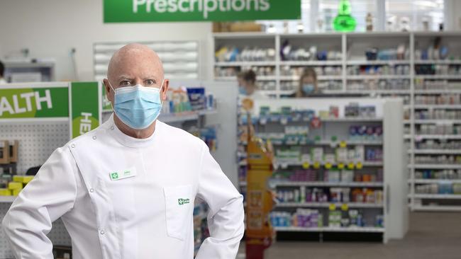 Pharmacist John Dowling of Terry White Chemmart at Latrobe who has sold out of RAT kits.