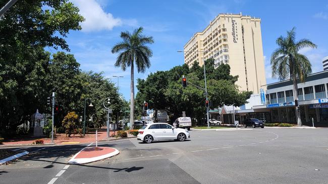 Traffic was blocked outside the Reef Hotel Casino. Picture: Chris Calcino