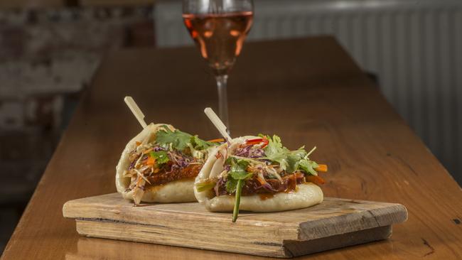 Peking duck bao with asian slaw salad and hoisin ginger sauce. Picture: Rob Leeson