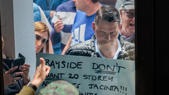 Liberal Brighton MP James Newbury was among the protesters in Brighton on Sunday. Picture: NewsWire / Nadir Kinani