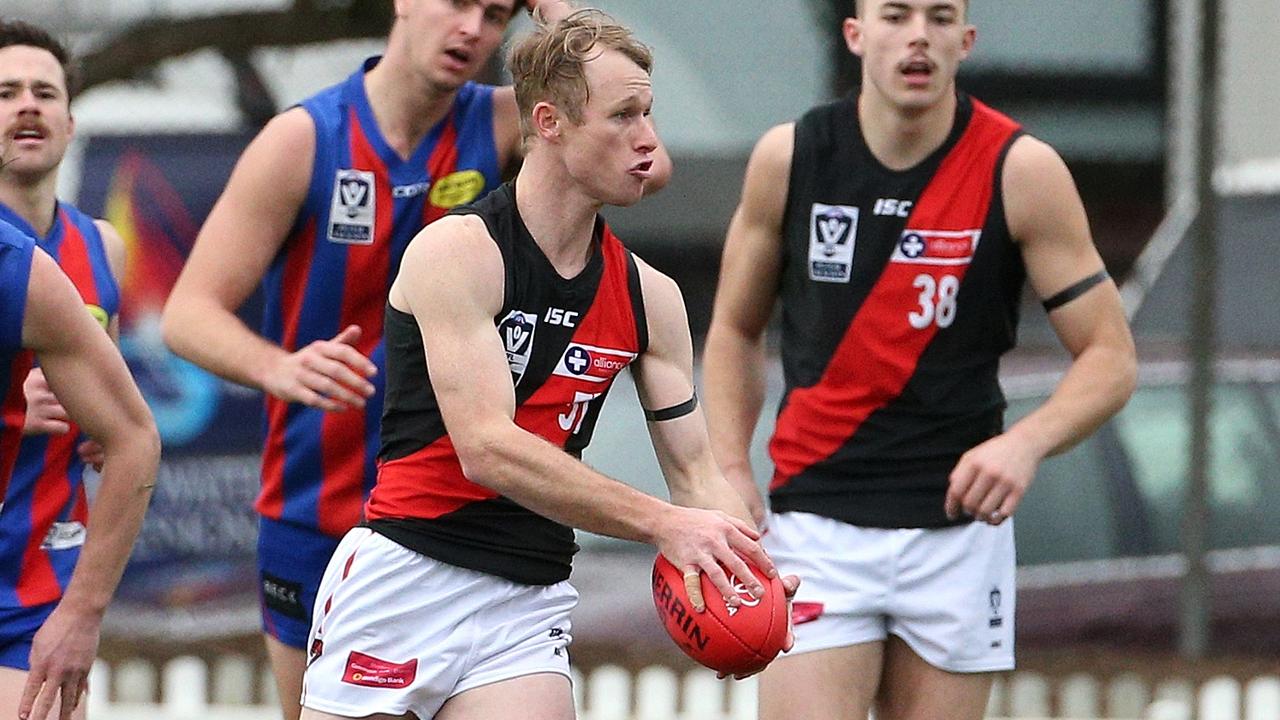 Nick Hind in action for Essendon’s VFL team before being drafted. Picture: Hamish Blair