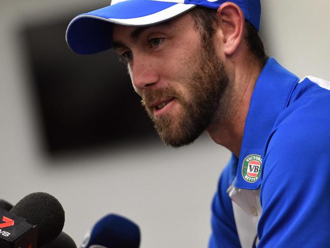 Outspoken Australian cricket all-rounder Glenn Maxwell at a press conference in Sydney on Thursday. Picture: AFP