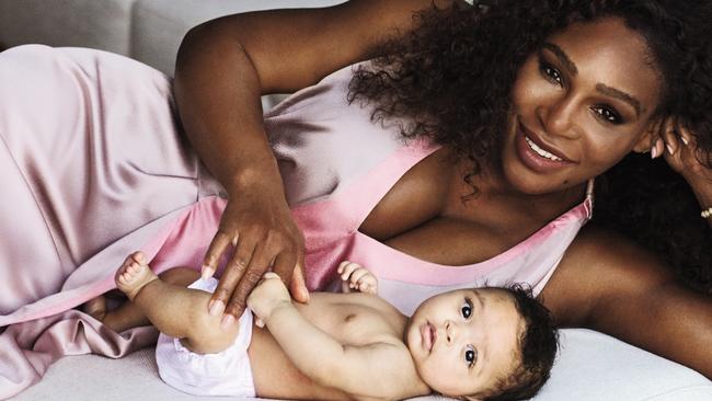 Serena Williams and new bub on the February 2018 cover of Vogue US. Picture: Mario Testino /Vogue