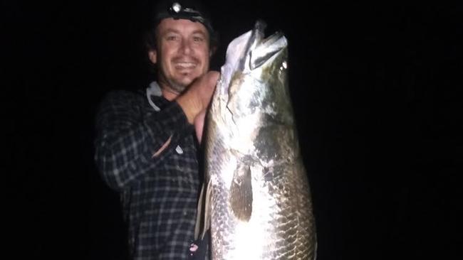 Ben Bujnowicz with his 1200mm barramundi, weighing 40lb. Supplied