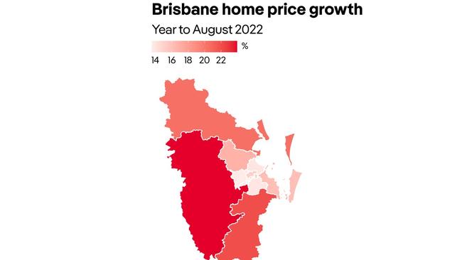 Brisbane home price growth heat map Source: PropTrack