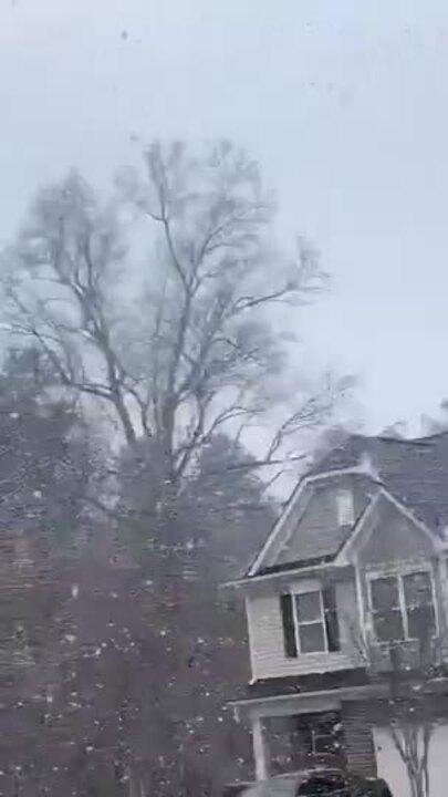 Fresh Snow Coats Residential Street Near Charlotte