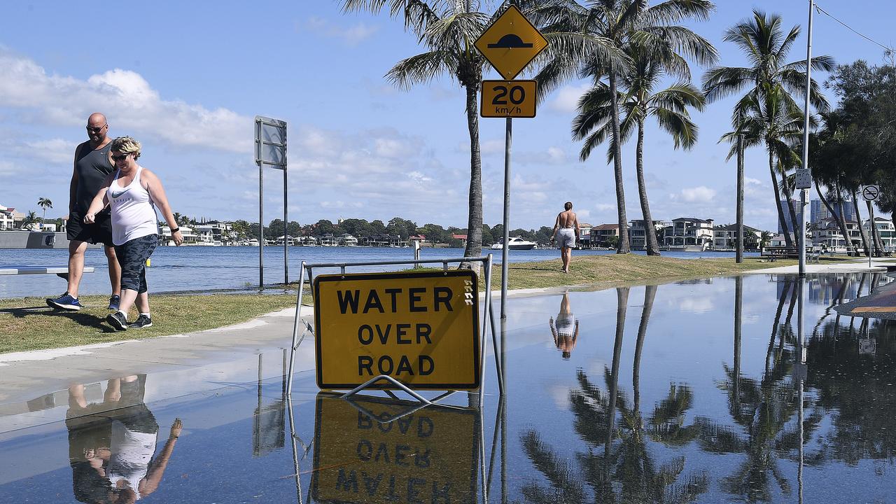 Flooding was seen today on parts of the Gold Coast, with meteorologists from the Bureau warning that surging tides and heavy rainfall could cause unknown amounts of damage. Picture: Dave Hunt