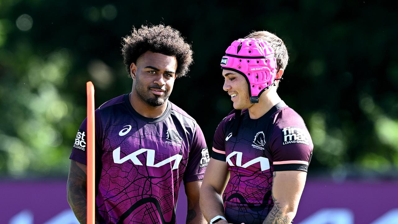 Reece Walsh is expected to return from a facial fracture, while Ezra Mam sent a scare through training after he limped off with a cork. Picture: Bradley Kanaris/Getty Images