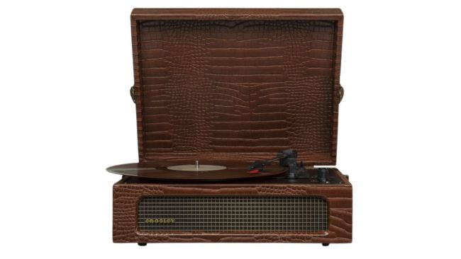 Crosley Voyager Brown Croc - Bluetooth Portable Turntable. Picture: THE ICONIC