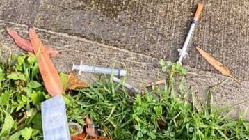 Used syringes litter the ground at West Esplanade Reserve. Picture: supplied