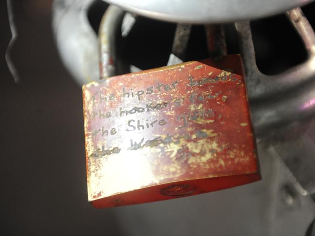 Locals began to lament the gentrification of the neighbourhood as early as 2013, making their feeling apparent with engravings on padlocks attached to street fittings. This one reads: “The hipster beards, the hooker’s fear, the shire girls, the westies sneer”.
