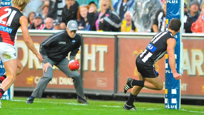 Jarryd Blair kicks the match-winner in 2012.