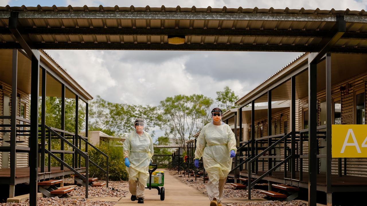 The Howard Springs Corona virus quarantine centre on Darwin's outskirts looks very different to a quarantine hotel. Picture: GLENN CAMPBELL via NCA NewsWire