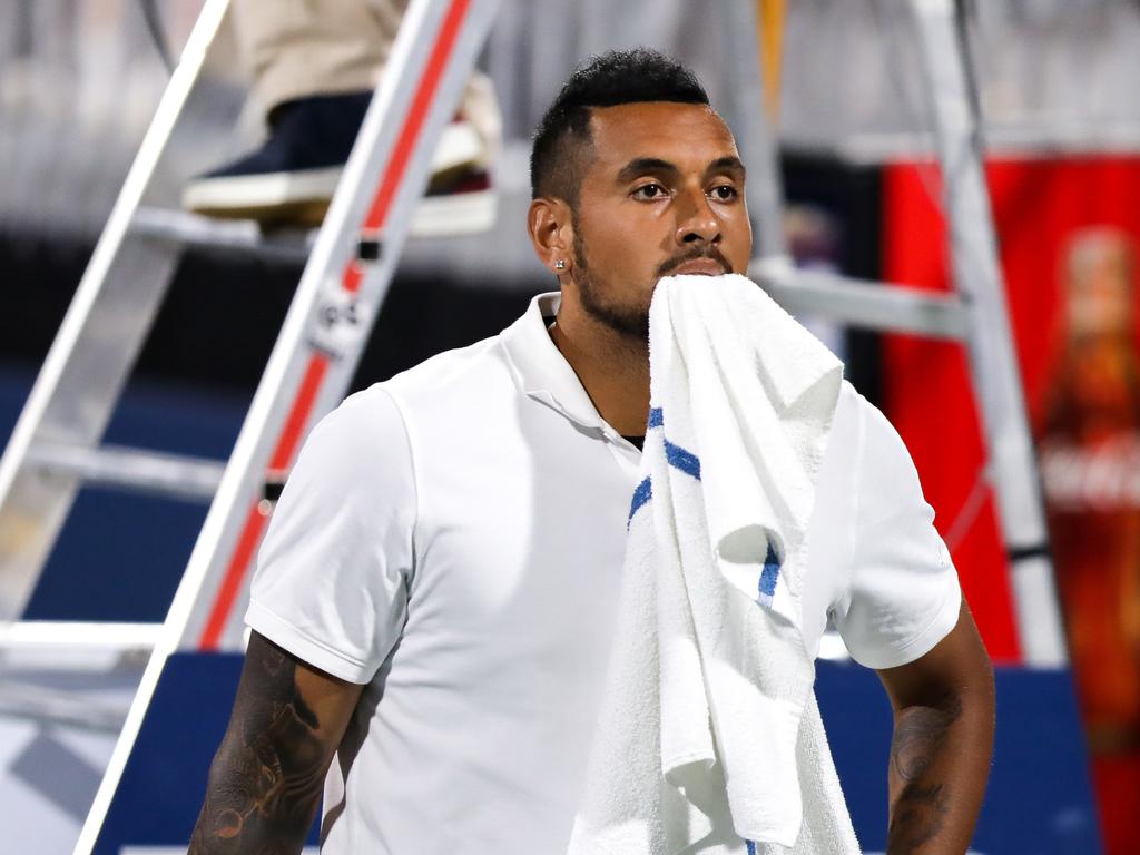 Kyrgios failed to defend his Citi Open crown after losing in the first round. Picture: Casey Sykes/Getty Images