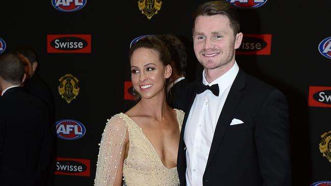 Patrick Dangerfield and Mardi Harwood at the 2015 Brownlow Medal. Picture: Stephen Harman