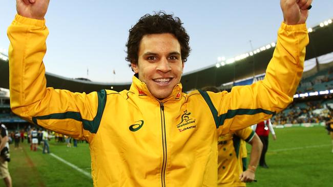 SYDNEY, AUSTRALIA - JUNE 21: Matt Toomua of the Wallabies celebrates after the International Test match between the Australia Wallabies and France at Allianz Stadium on June 21, 2014 in Sydney, Australia. (Photo by Mark Nolan/Getty Images)