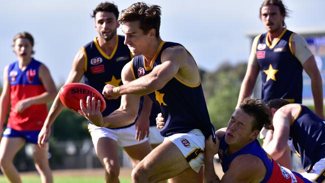 Essendon Doutta Stars and Maribyrnong Park do battle last season. Picture: Jamie Morey