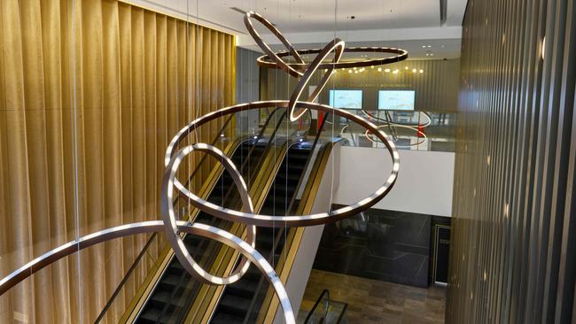 Sculpture above the elevators in the new wing of SkyCity’s Adelaide casino. Photo: Brenton Edwards