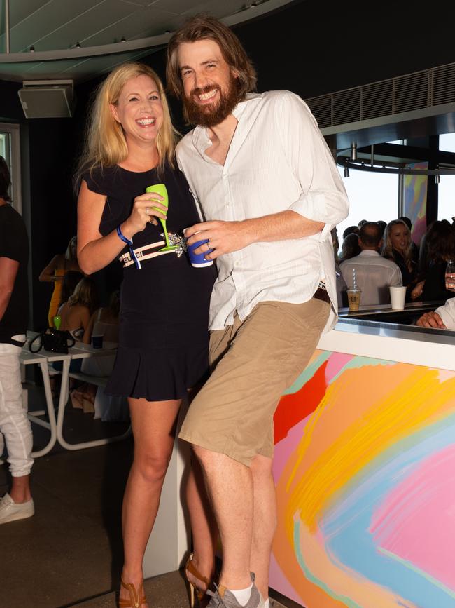 Annie and Mike Cannon-Brookes celebrating at Icebergs in 2018. Picture: Monique Harmer.