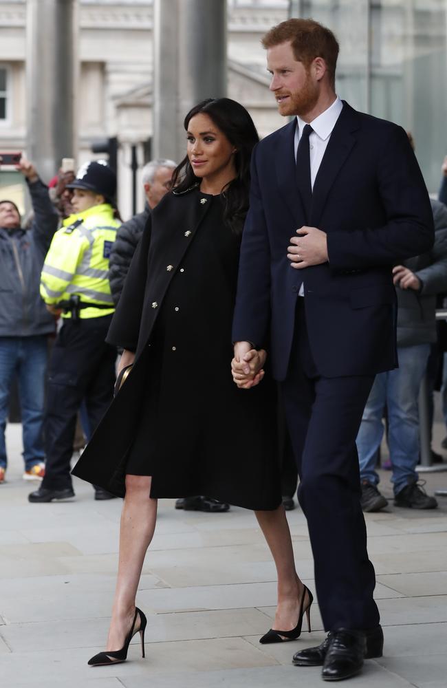 Harry and Meghan at New Zealand House in London. Picture: AP