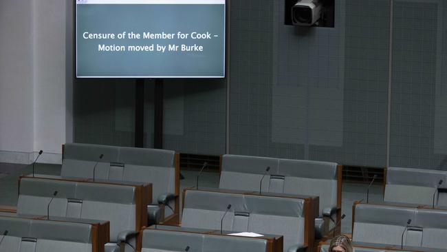 CANBERRA, AUSTRALIA - NewsWire Photos NOVEMBER 30, 2022: Bridget Archer sits alone in the chamber during a censure motion of former Prime Minister Scott Morrison, over the secret minister scandal, in Parliament Ãâ¢House in Canberra.Picture: NCA NewsWire / Gary Ramage