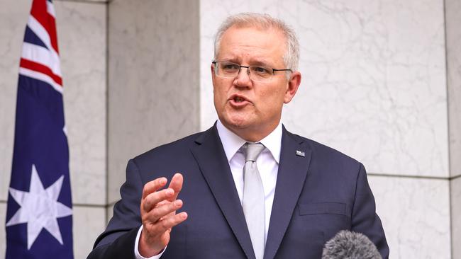 Scott Morrison says he is waiting to see what the Victorian Government will be doing to mitigate the economic impact of the decisions in its road map. Picture: David Gray/Getty Images