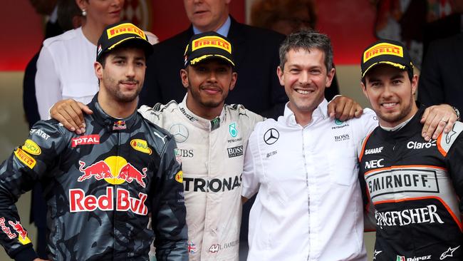A grumpy Daniel Ricciardo on the Monaco podium.