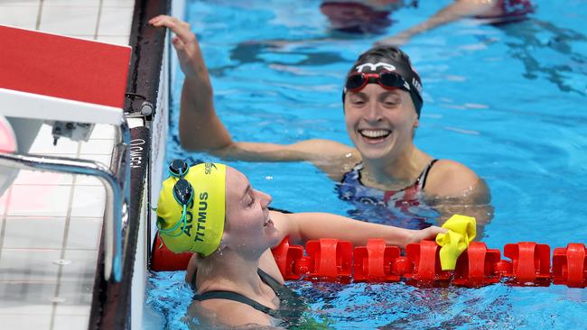 Ariarne Titmus;s rivalry with Ledecky has helped push the American to becoming the best. Picture: Getty Images.