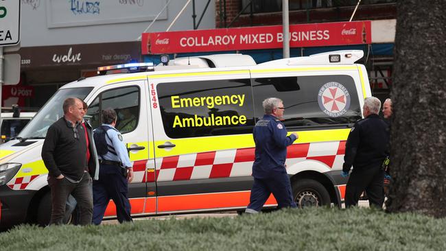 Emergency services rushed to Collaroy Beach on Monday after witnesses saw a surfer go under the big seas near the stormwater pipe. Picture John Grainger