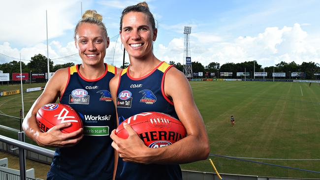 Adelaide’s AFLW co-captains Erin Phillips and Chelsea Randall.