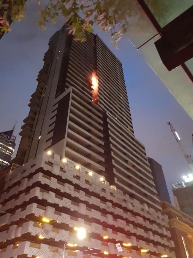 The Spencer St fire jumped six storeys in five minutes. Picture: Josh Fagan