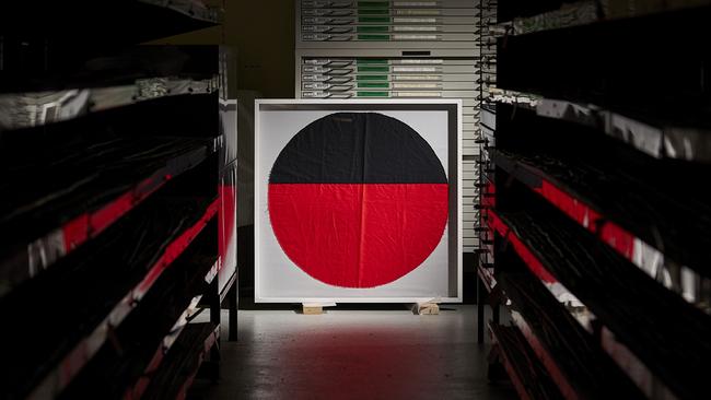 Offcuts from the original Aboriginal flag in the SA Museum archives. Picture: Sam Roberts