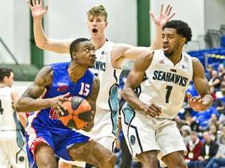 HEAVY LOSS: Harold Ridgeway scored 20 points and pulled down nine rebounds in the Mountaineers' loss to the Brisbane Capitals on Saturday. Picture: Nev Madsen