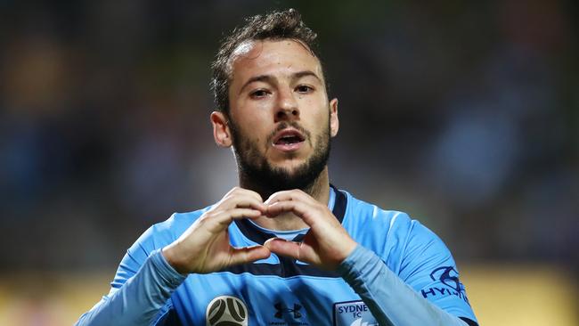 Adam Le Fondre netted a hat-trick for Sydney FC. Picture: Getty Images