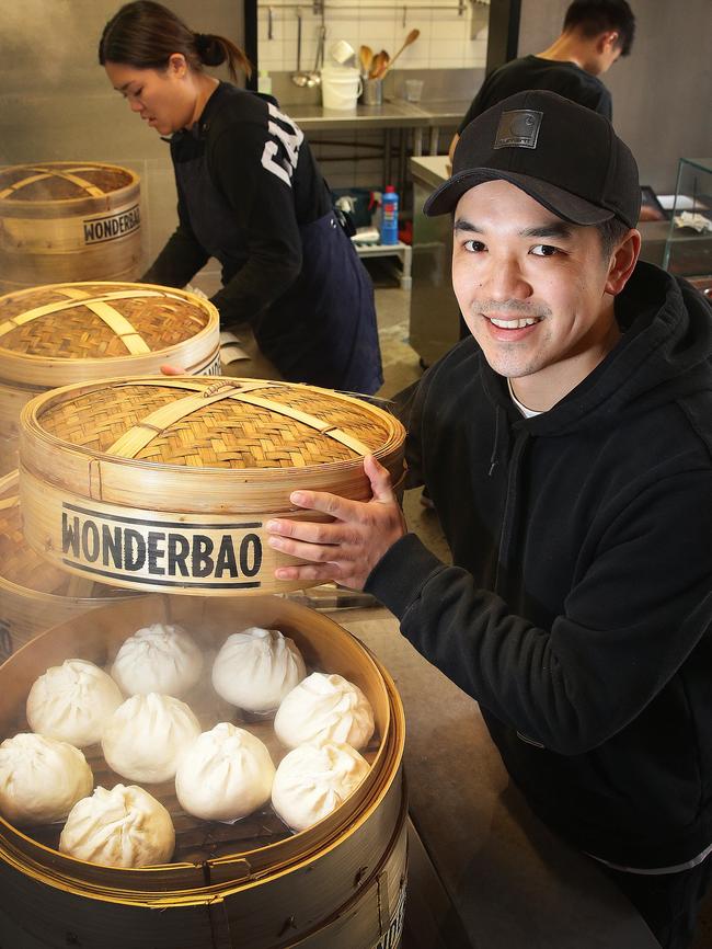 Owner Andrew Wong with the bao buns. Picture: Andrew Tauber