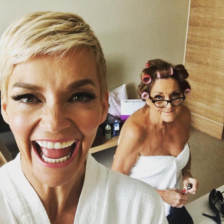 Jessica Rowe and Denise Drysdale ... "Ding Dong does some last minute alterations!! @tvweekmag @studio10au #bestpartoftheredcarpet #craphousewife"