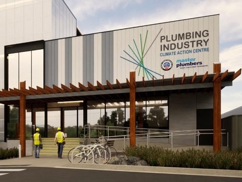 Renders for $6m Plumbing Industry Climate Action Centre expansion. Photo: Supplied