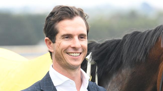 Trainer Michael Kent (jnr) after his horse Miss Roumbini won the The Haymarket VOBIS Gold Eureka Stockade at Sportsbet-Ballarat Racecourse on December 07, 2024 in Ballarat, Australia. (Photo by Brett Holburt/Racing Photos via Getty Images)