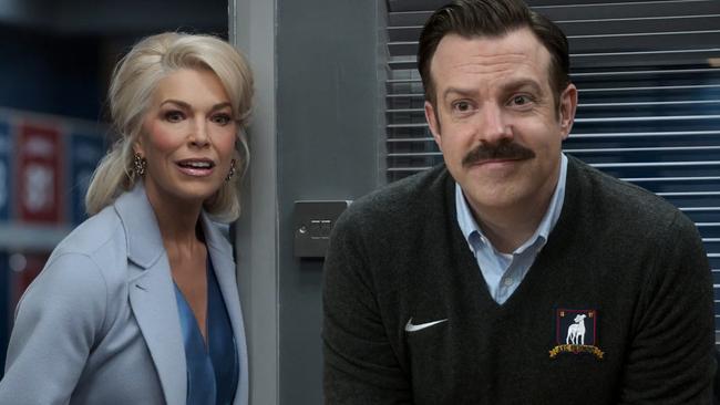 Just stop – there’s no way Rebecca (Hannah Waddingham) and Ted (Jason Sudeikis) will end up as lovers. Picture: Supplied