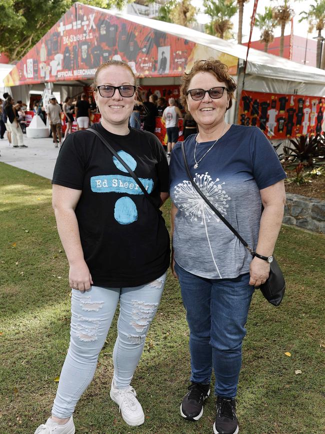 Sarah Kelly and Cindy Hyde at the Ed Sheeran concert at Suncorp Stadium. Picture: Josh Woning