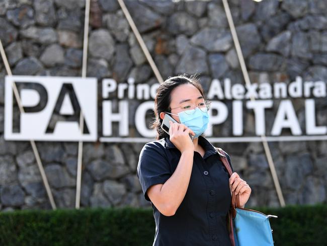 BRISBANE, AUSTRALIA - NewsWire Photos - MARCH 30, 2021.A nurse is seen leaving the Princess Alexandra (PA) Hospital in Brisbane. A doctor and a nurse at the hospital are connected to a growing covid cluster which forced greater Brisbane into lockdown.Picture: NCA NewsWire / Dan Peled