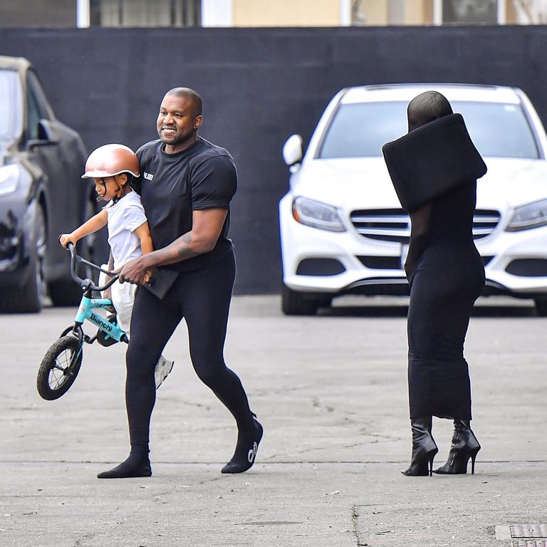 Kanye West and his new “wife” Bianca Censori turned heads with their eccentric outfits as they attended a church service in Los Angeles. While West opted for his signature black shoulder-padded T-shirt and sock shoes, Censori chose a highly unusual attire.