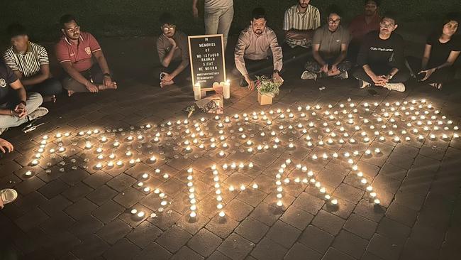 The Bangladeshi Student Association of Charles Darwin University held a vigil for Md Ishaqur Rahaman on Friday night. Picture: Facebook/Bangladeshi Student Association