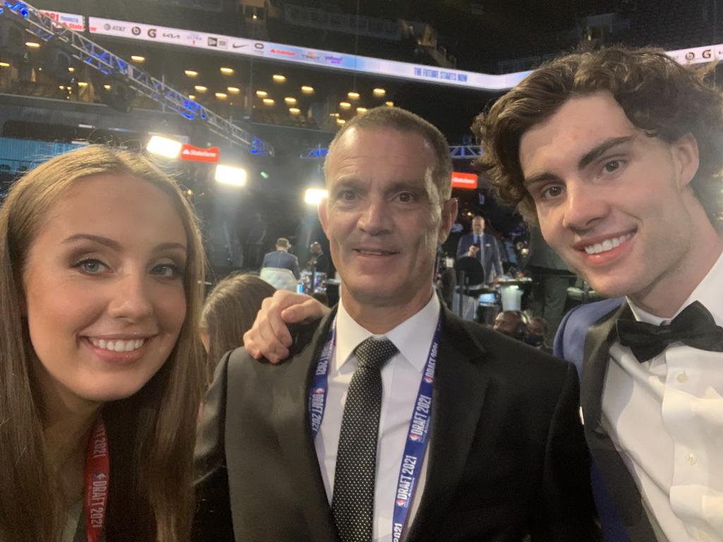 Hannah, Warrick and Josh Giddey at the 2021 NBA Draft.