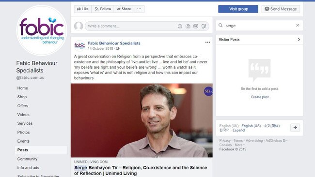 Fabic, an NDIS registered clinic regularly reposts the work of Serge Benhayon, the leader of Universal Medicine. 