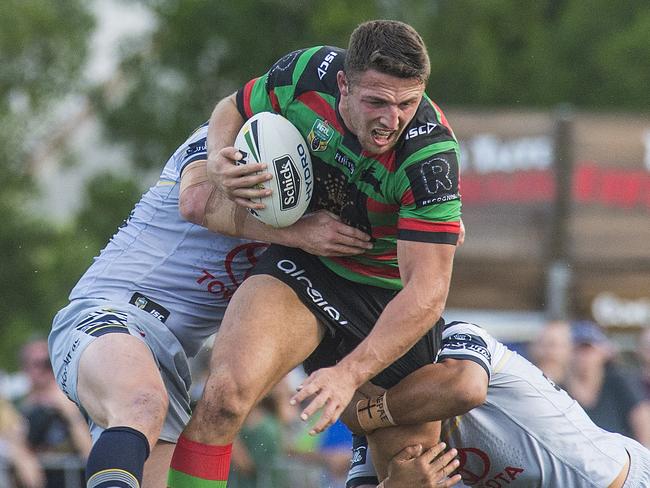 Sam Burgess picked up a knee injury against the Cowboys.