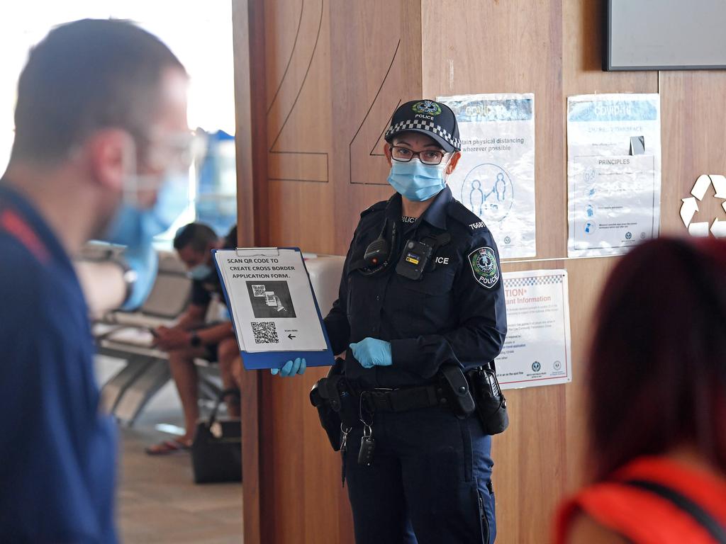 Testing capacity has been boosted at Adelaide Airport as people coming from Greater Brisbane on Friday are required to be tested on day one, five and 12. Picture: Tom Huntley