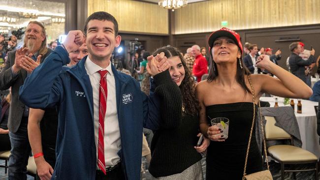 Trump supporters at an election-night party. Picture: Getty Images